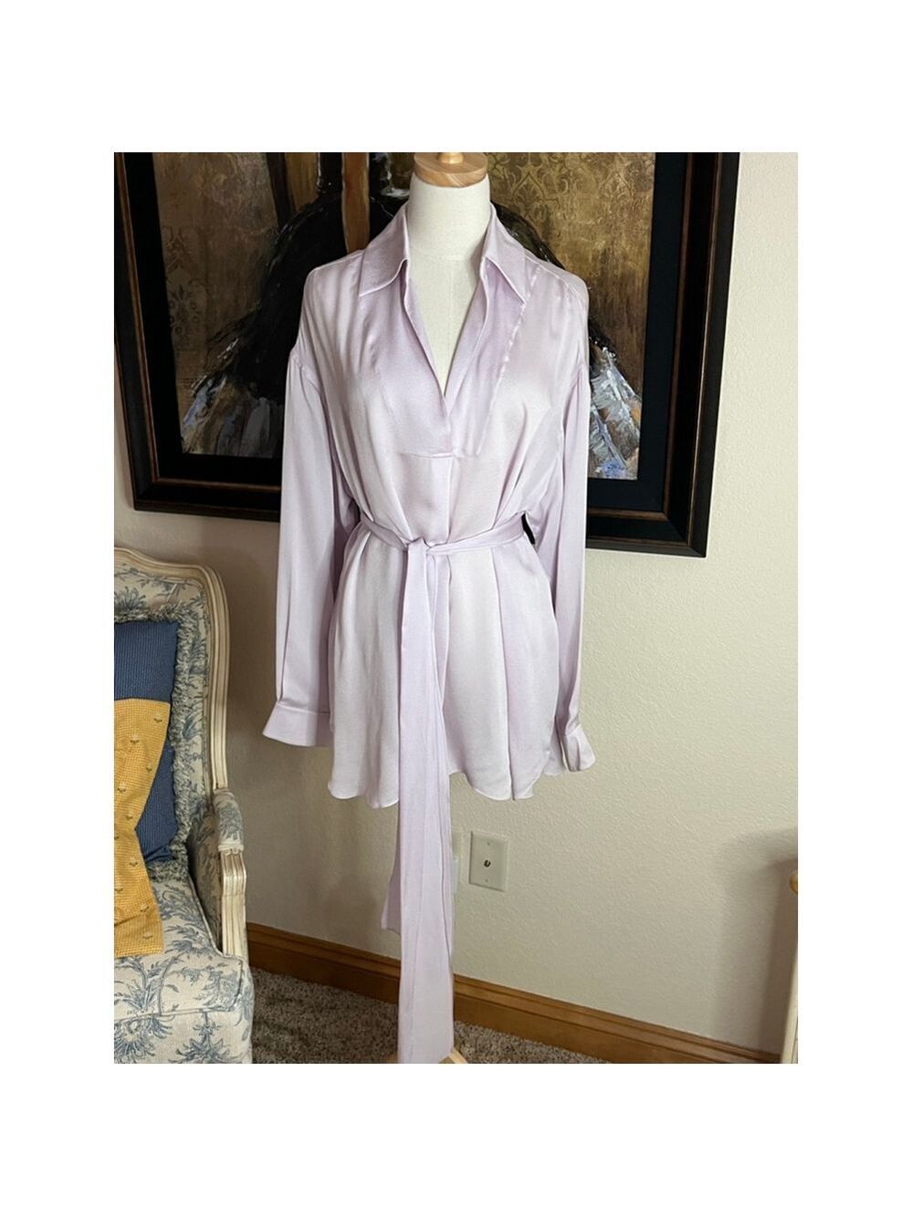NWT Chloé Lilac Long Sleeve Blouse with Tie Waist, Size 8 (40)